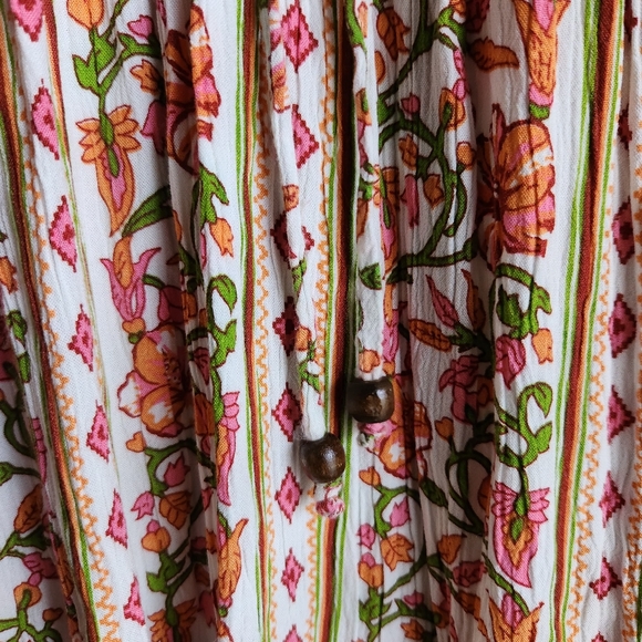 Japna Boho Floral Tiered Midi Dress Size S - 100% Viscose India Print LS - Picture 3 of 10